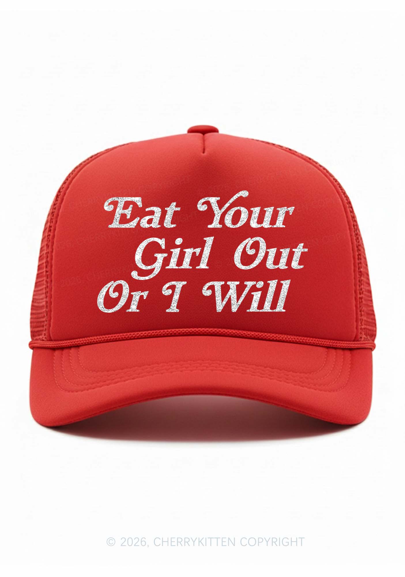 Glitter Eat Your Girl Out Pride Y2K Trucker Hat Cherrykitten
