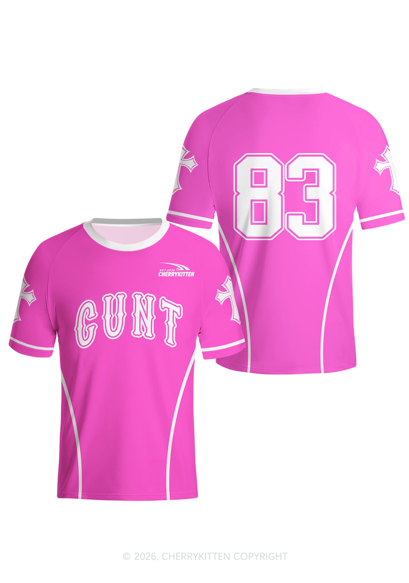 Pink Cxxt Y2K Football Jersey Shirts Cherrykitten