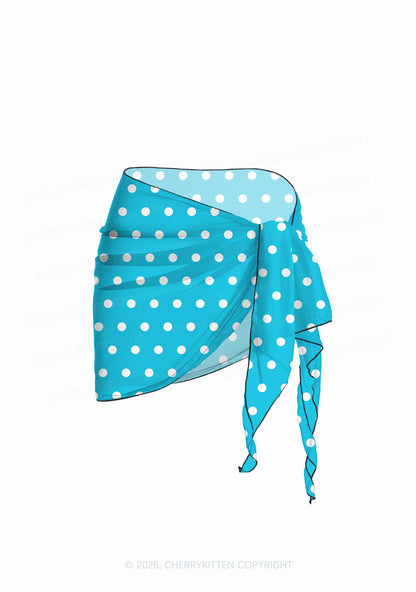 Blue And White Dots Y2K Print Bikini Set Cherrykitten