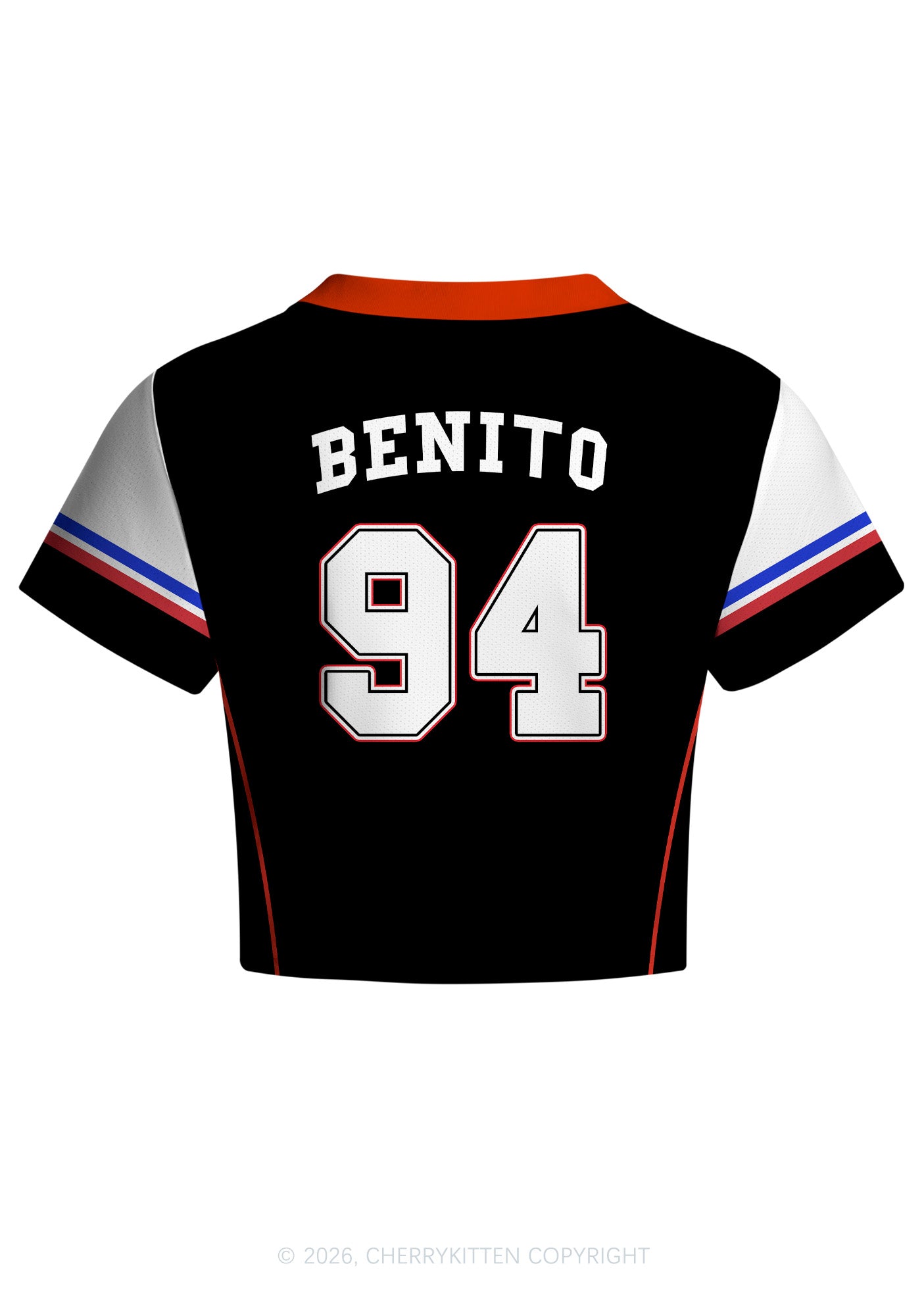 Black Team Bunny Y2K Crop Football Jersey Shirts Cherrykitten