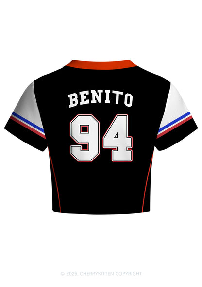 Black Team Bunny Y2K Crop Football Jersey Shirts Cherrykitten