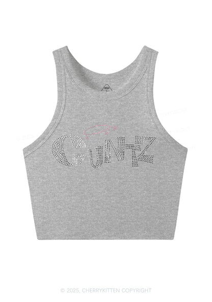 Rhinestone Cxntz Y2K Crop Tank Top Cherrykitten