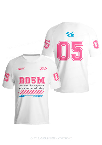 Pink BDSM Y2K Football Jersey Shirts Cherrykitten