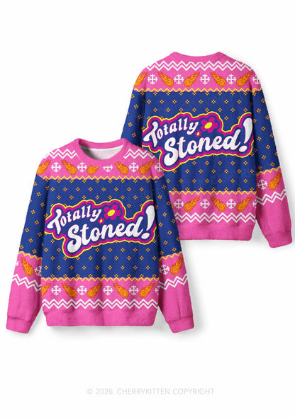 Totally Stoned Y2K Christmas Knit Sweatshirt Cherrykitten