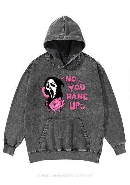 Halloween No You Hang Up Y2K Washed Hoodie Cherrykitten