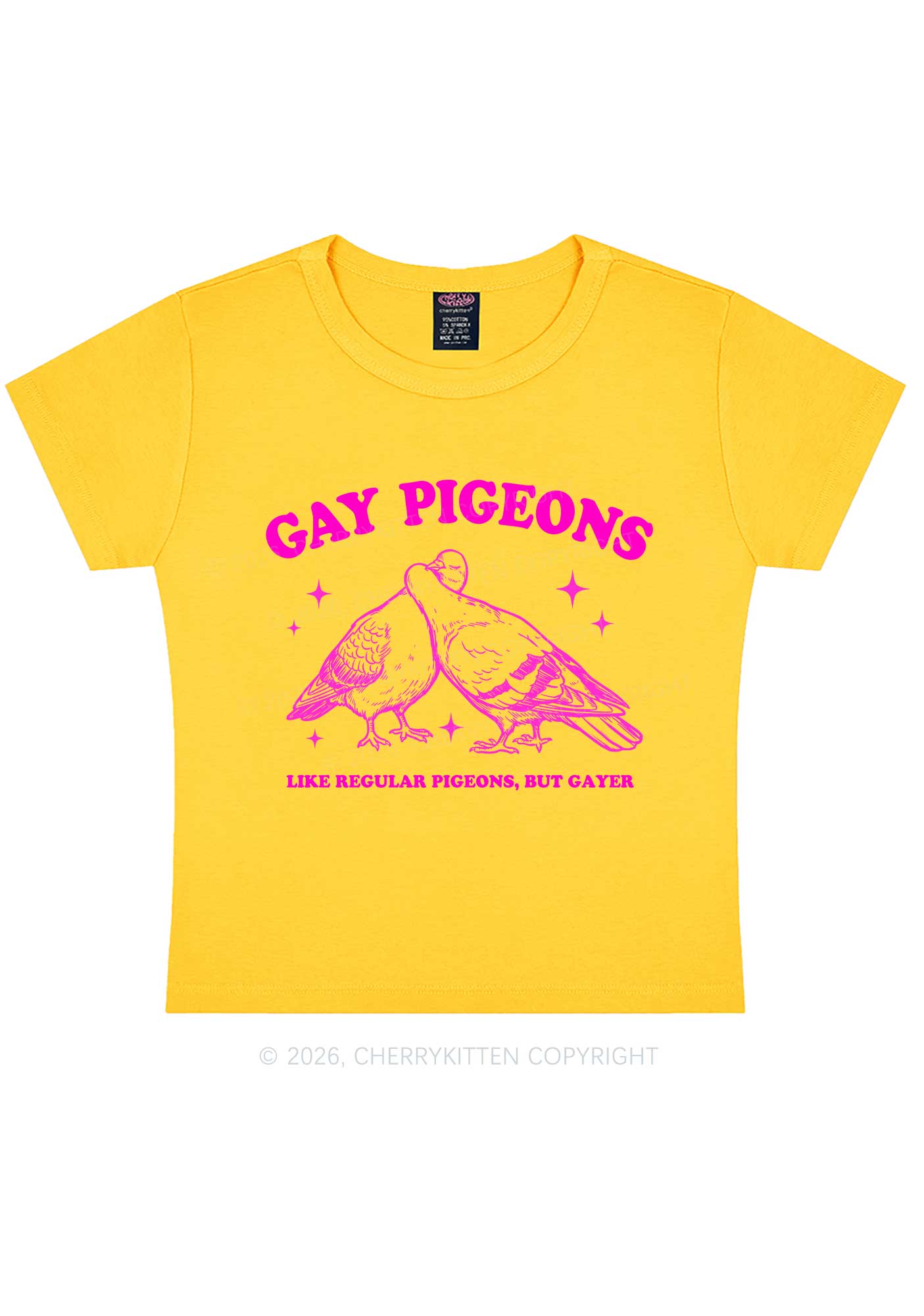 Gay Pigeons Kissing Pride Y2K Baby Tee Cherrykitten