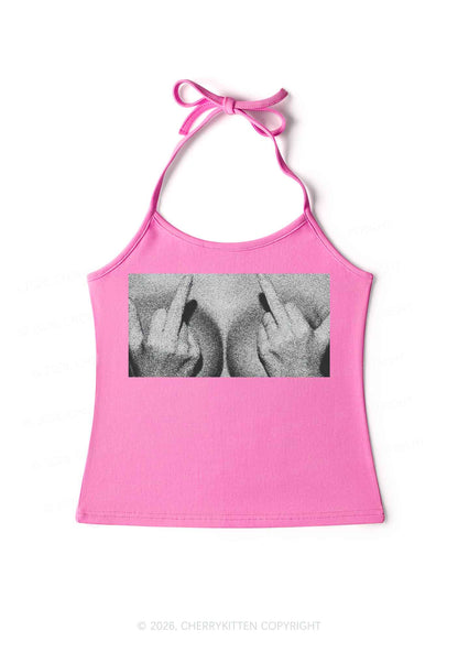 Middle Finger Bxxbs Y2K Halter Neck Cami Cherrykitten