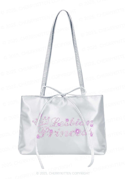 Rhinestone Lesbian Princess Pride Y2K Satin Bags Cherrykitten