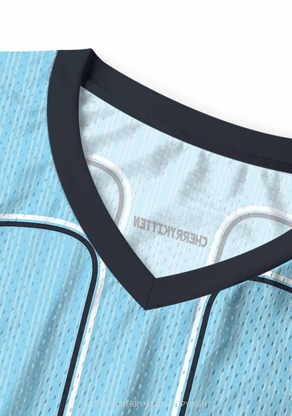 Light Blue Sapphic Tendencies Pride Y2K Sport Jersey Tank Cherrykitten