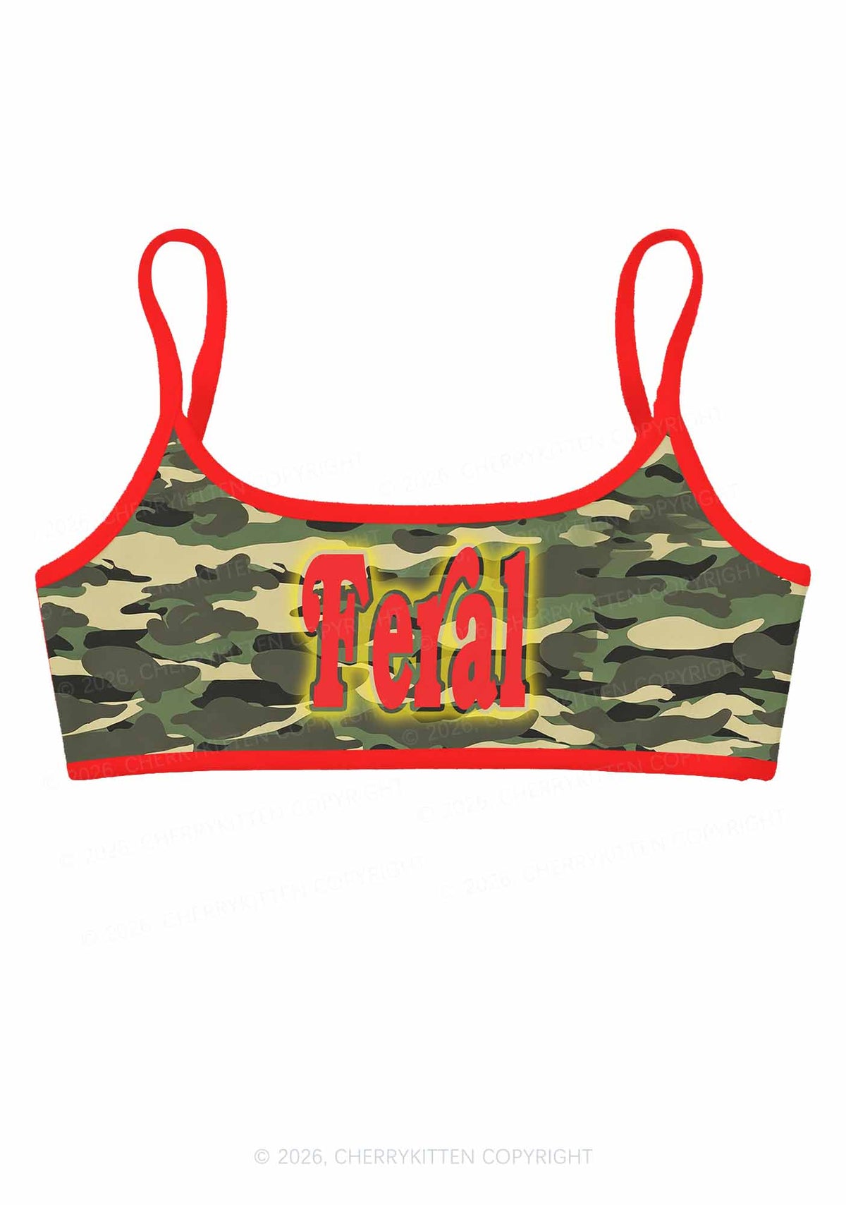 Feral Camo Y2K Print Super Crop Cami Cherrykitten