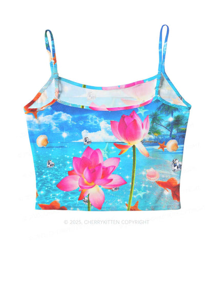 Seaside Lotus Y2K Mesh Cami Tank Cherrykitten