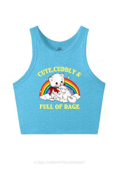 Cuddly Cat Full Of Rage Y2K Crop Tank Top Cherrykitten