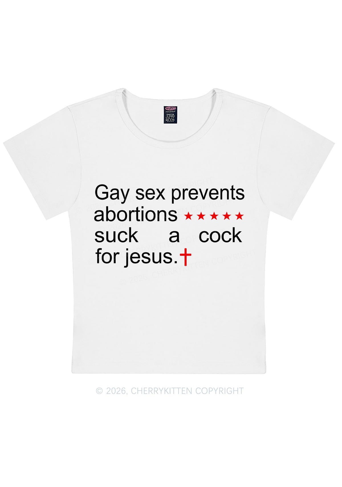 Suck A Cock For Jesus Pride Y2K Baby Tee Cherrykitten