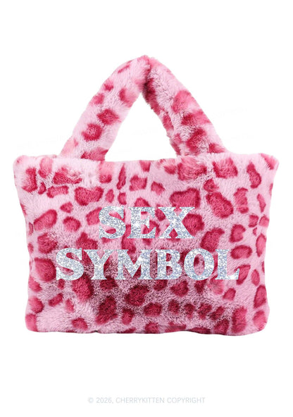 Glitter Sx Symbol Y2K Plush Leopard Handbag Cherrykitten