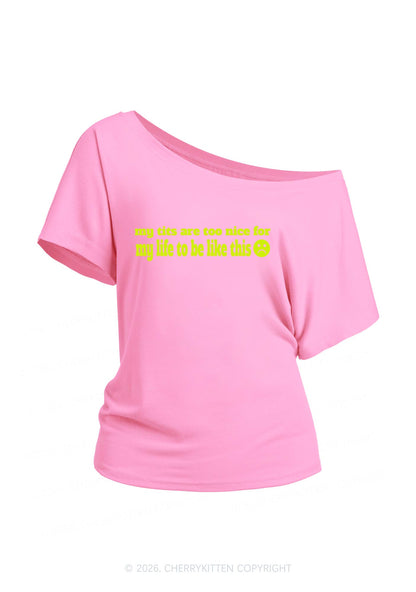 My Txts Are Too Nice Y2K Off Shoulder Tee Cherrykitten