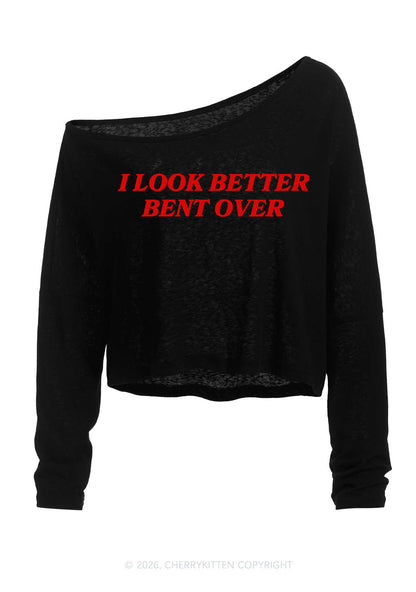 Look Better Bent Over Y2K Off Shoulder Long Sleeve Crop Top Cherrykitten