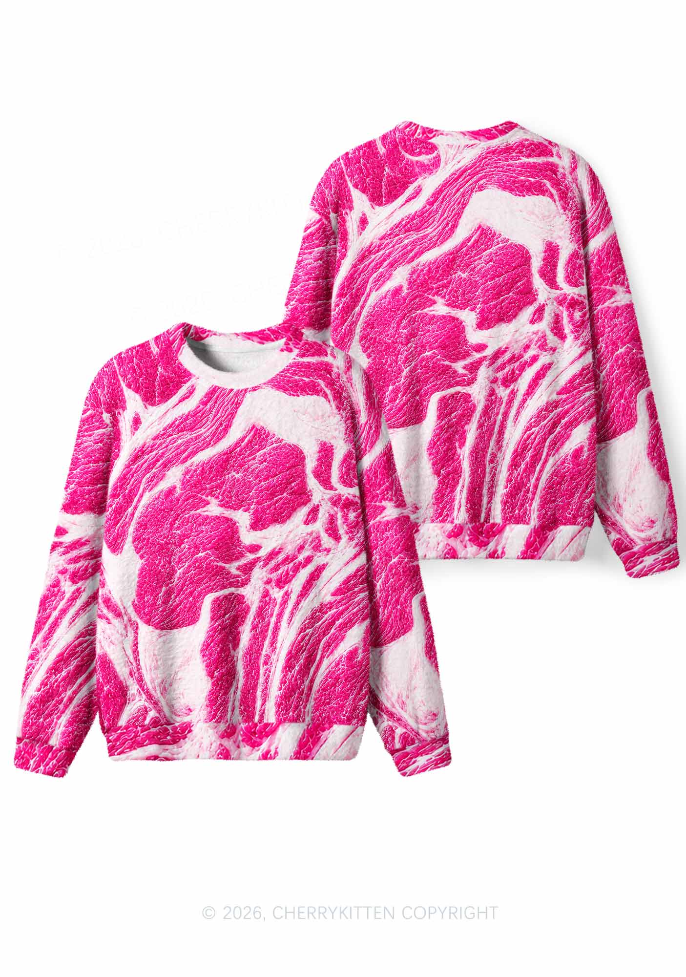 Halloween Pink Beef Texture Y2K Knit Sweatshirt Cherrykitten
