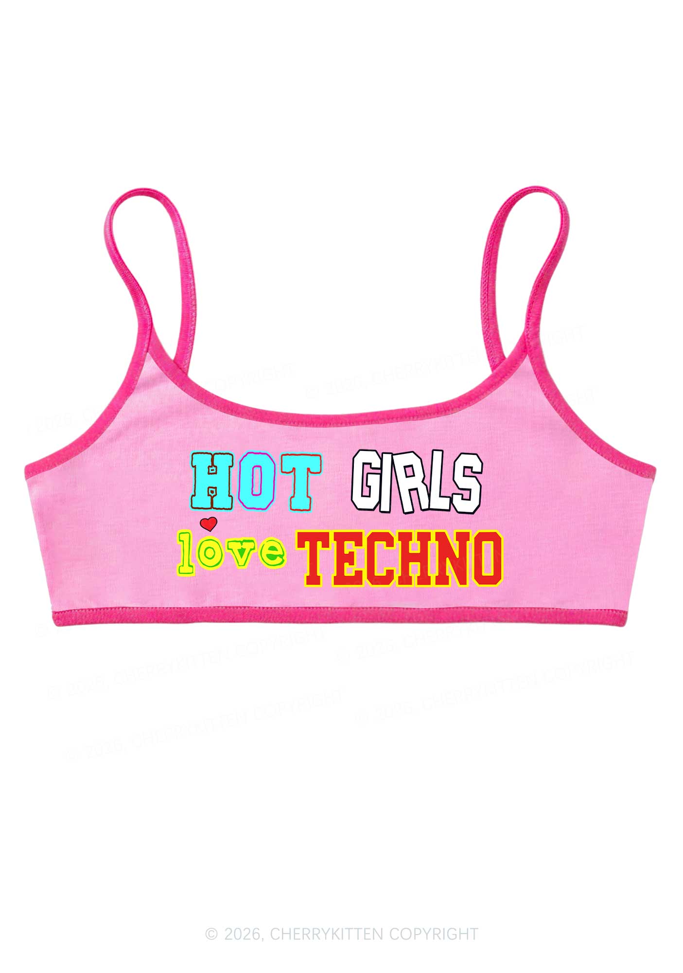 Hot Girls Love Techno Y2K Super Crop Cami Cherrykitten