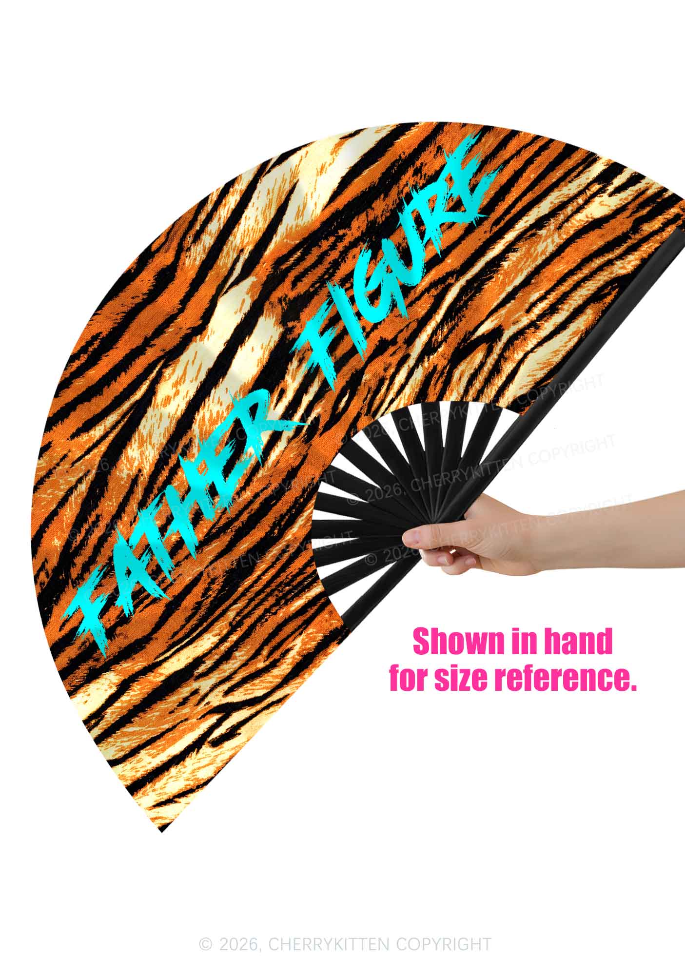 Father Figure Tiger Stripe Y2K Rave Hand Fan Cherrykitten