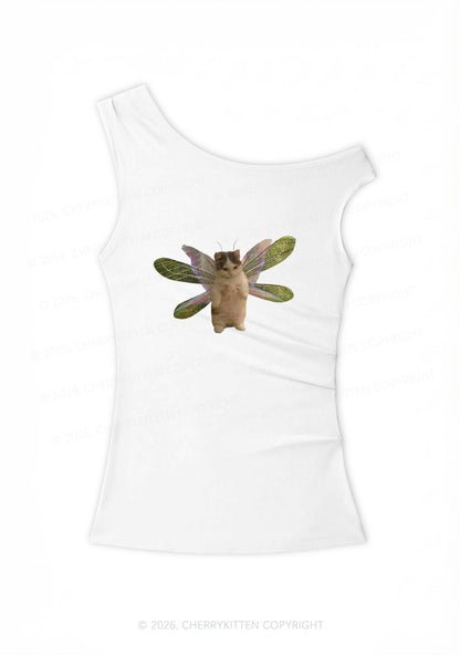 Fairycat Wings Y2K Off Shoulder Tank Top Cherrykitten