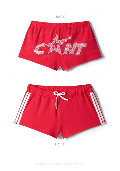 Rhinestone Star Cxxt Y2K Drawstring Mini Shorts Cherrykitten