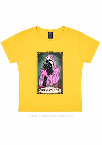 Halloween The Skull Cat Lady Y2K Baby Tee Cherrykitten