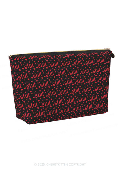 Black Slxt Y2K Leather Makeup Bag Cherrykitten