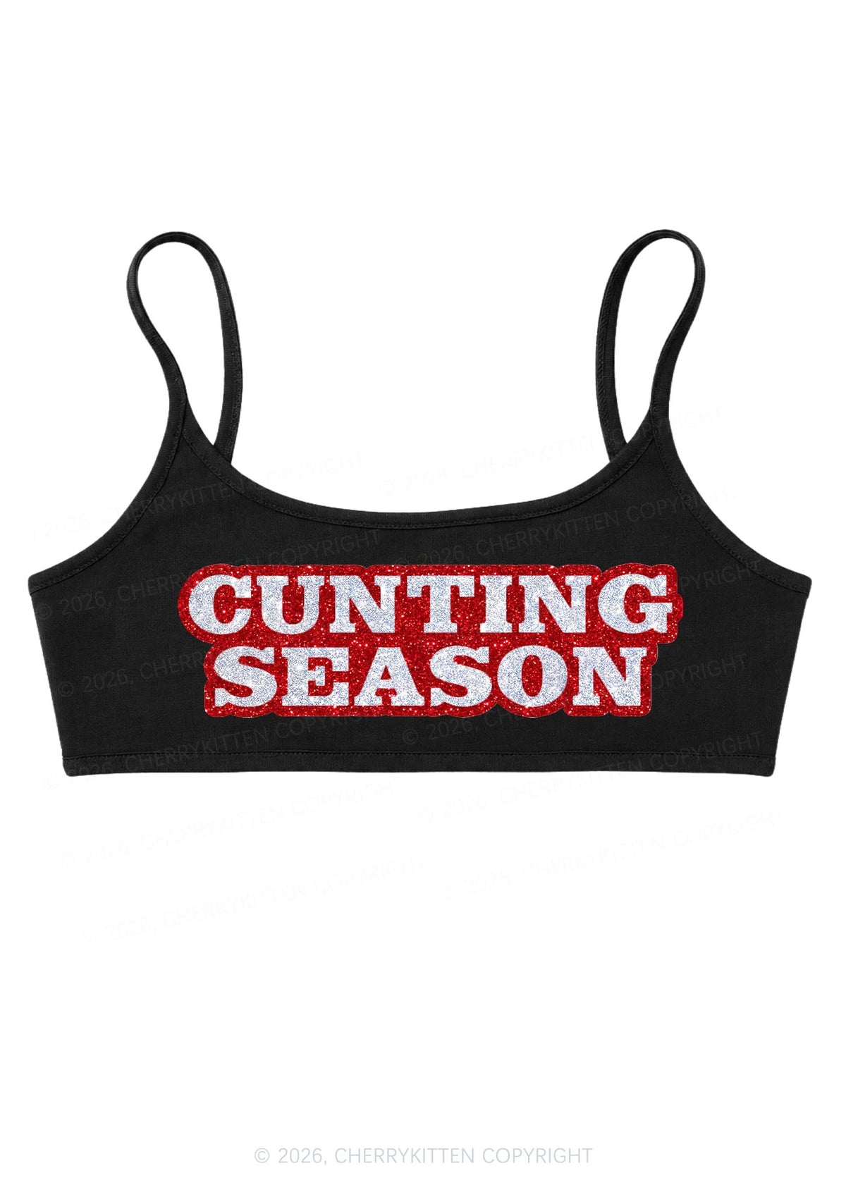 Glitter Cxxting Season Y2K Super Crop Cami Cherrykitten