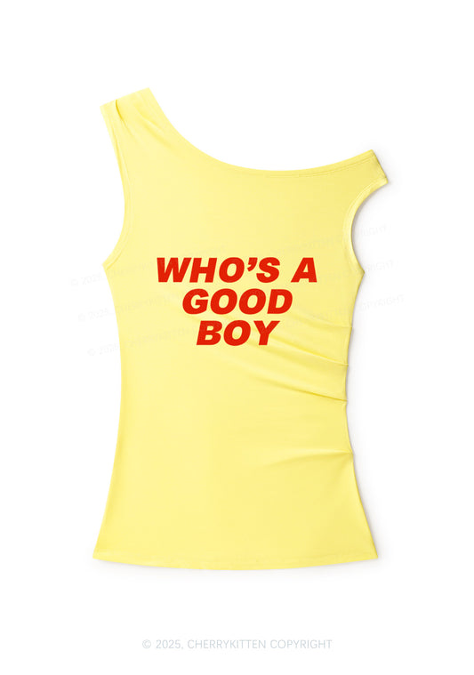 Who's A Good Boy Y2K Off Shoulder Tank Top Cherrykitten