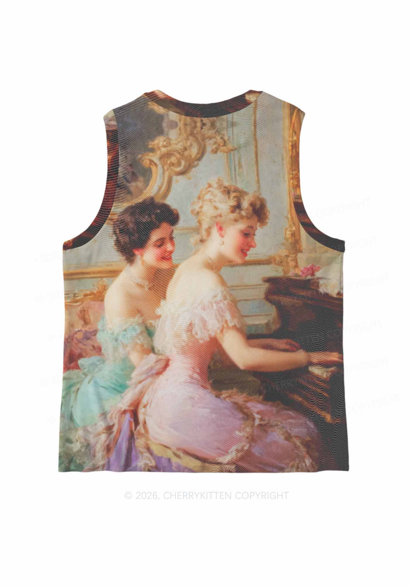 Elegant Piano Room Pride Y2K Mesh Muscle Tank Cherrykitten