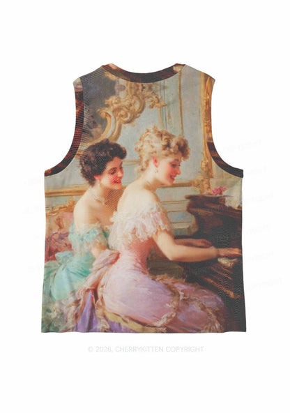 Elegant Piano Room Pride Y2K Mesh Muscle Tank Cherrykitten