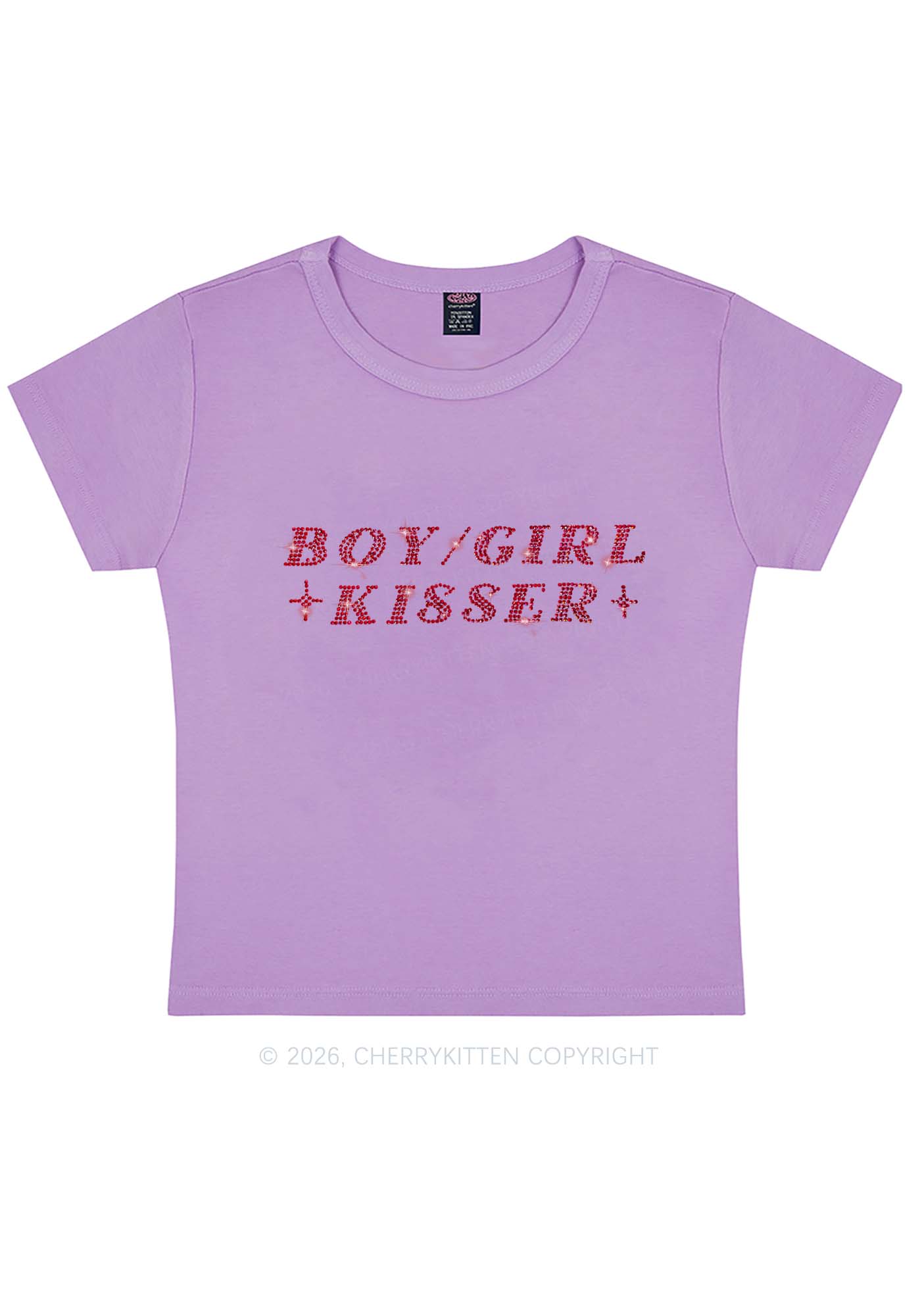 Rhinestone Boy Girl Kisser Pride Y2K Baby Tee Cherrykitten
