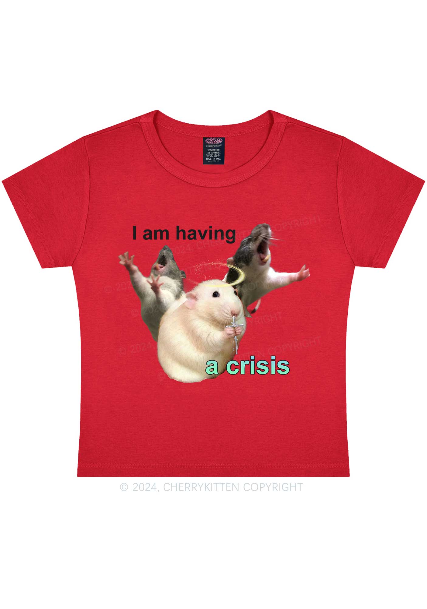 I Am Having Crisis Y2K Baby Tee Cherrykitten