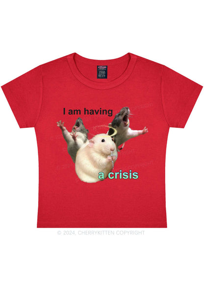 I Am Having Crisis Y2K Baby Tee Cherrykitten