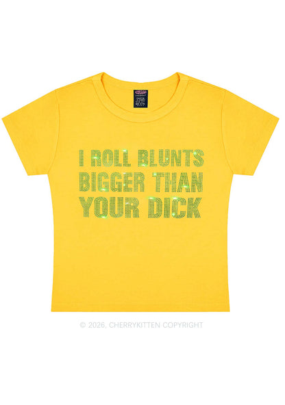 Rhinestone I Roll Blunts Y2K Baby Tee Cherrykitten