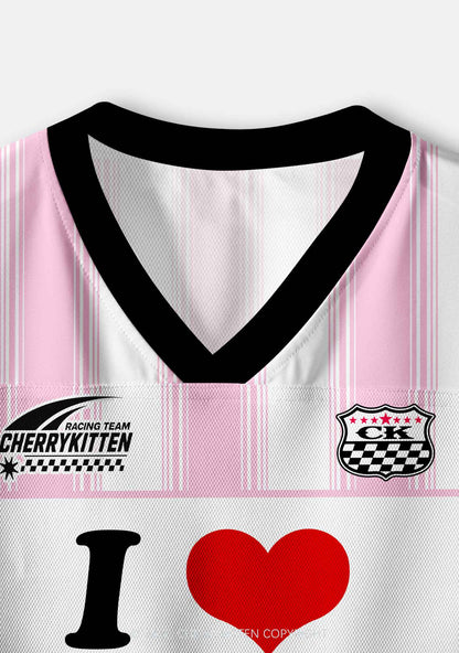 I Love Biceps Y2K Crop Sport Jersey Shirts Cherrykitten