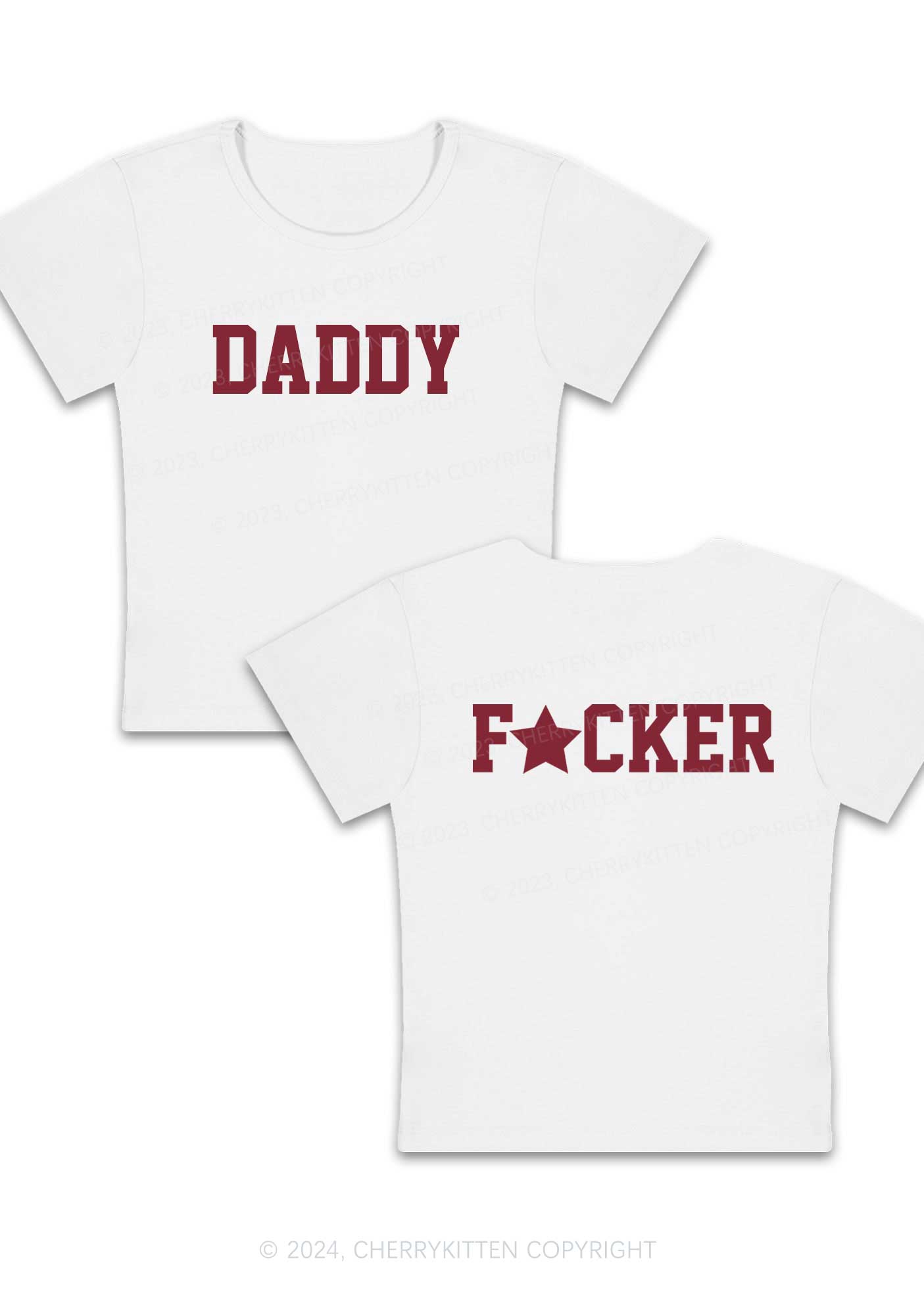 Daddyfxcker Two Sides Y2K Baby Tee Cherrykitten