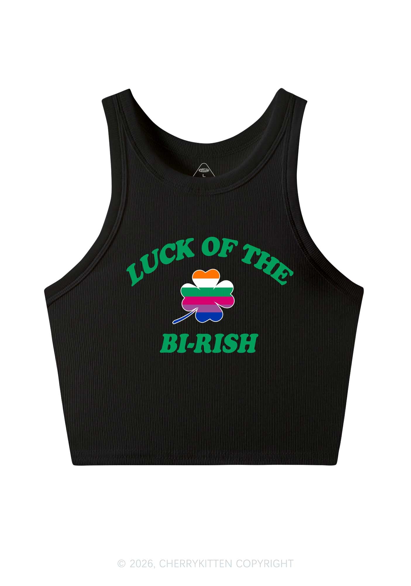 Luck Of The Bi Rish St Patricks Y2K Crop Tank Top Cherrykitten