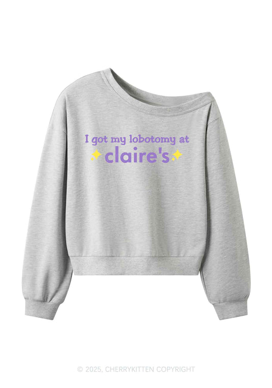 I Got My Lobotomy At Claires Y2K Off Shoulder Sweatshirts Cherrykitten