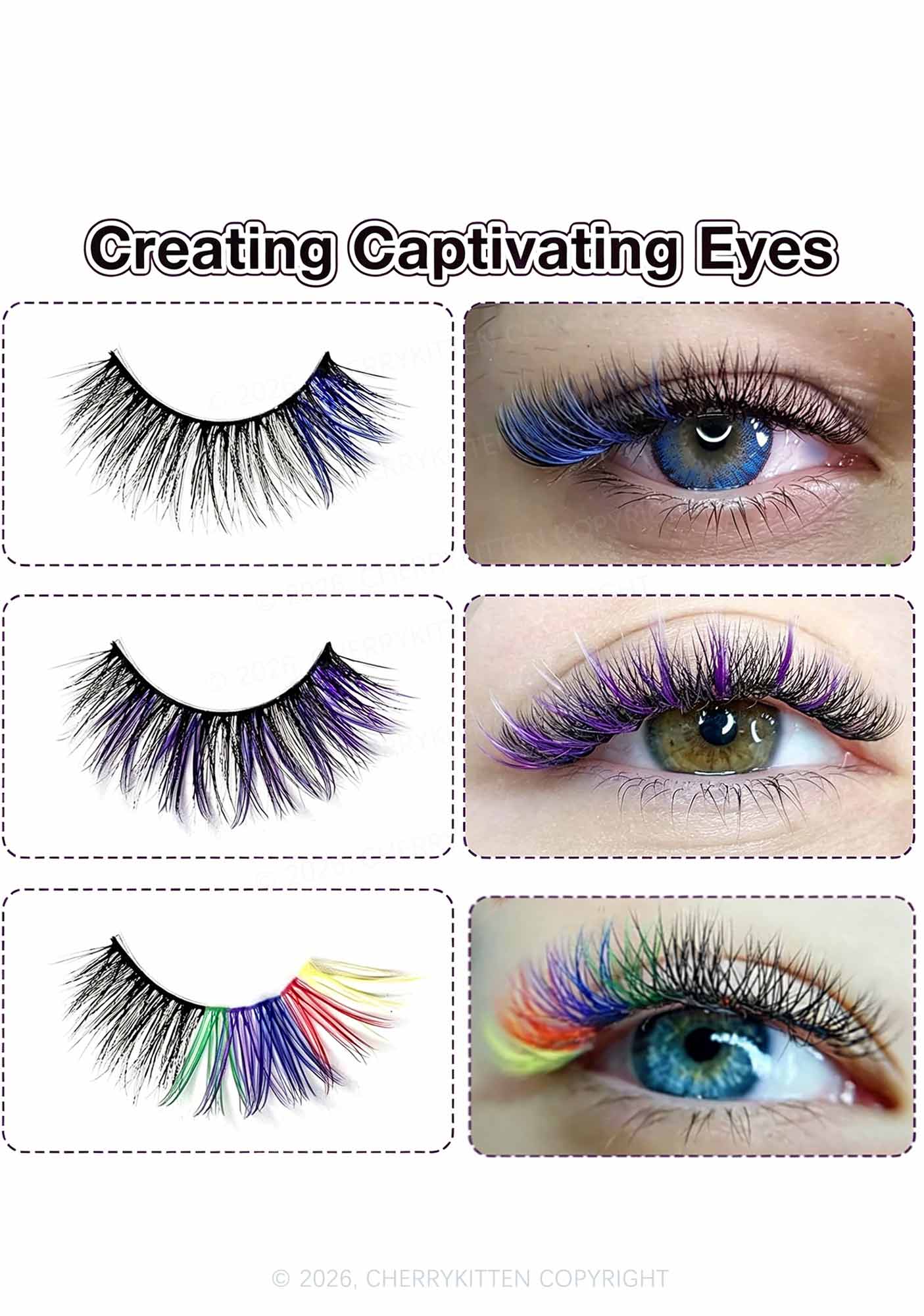 DIY Rainbow Lash Clusters 120pcs Y2K Individual Eyeslash Extensions Cherrykitten