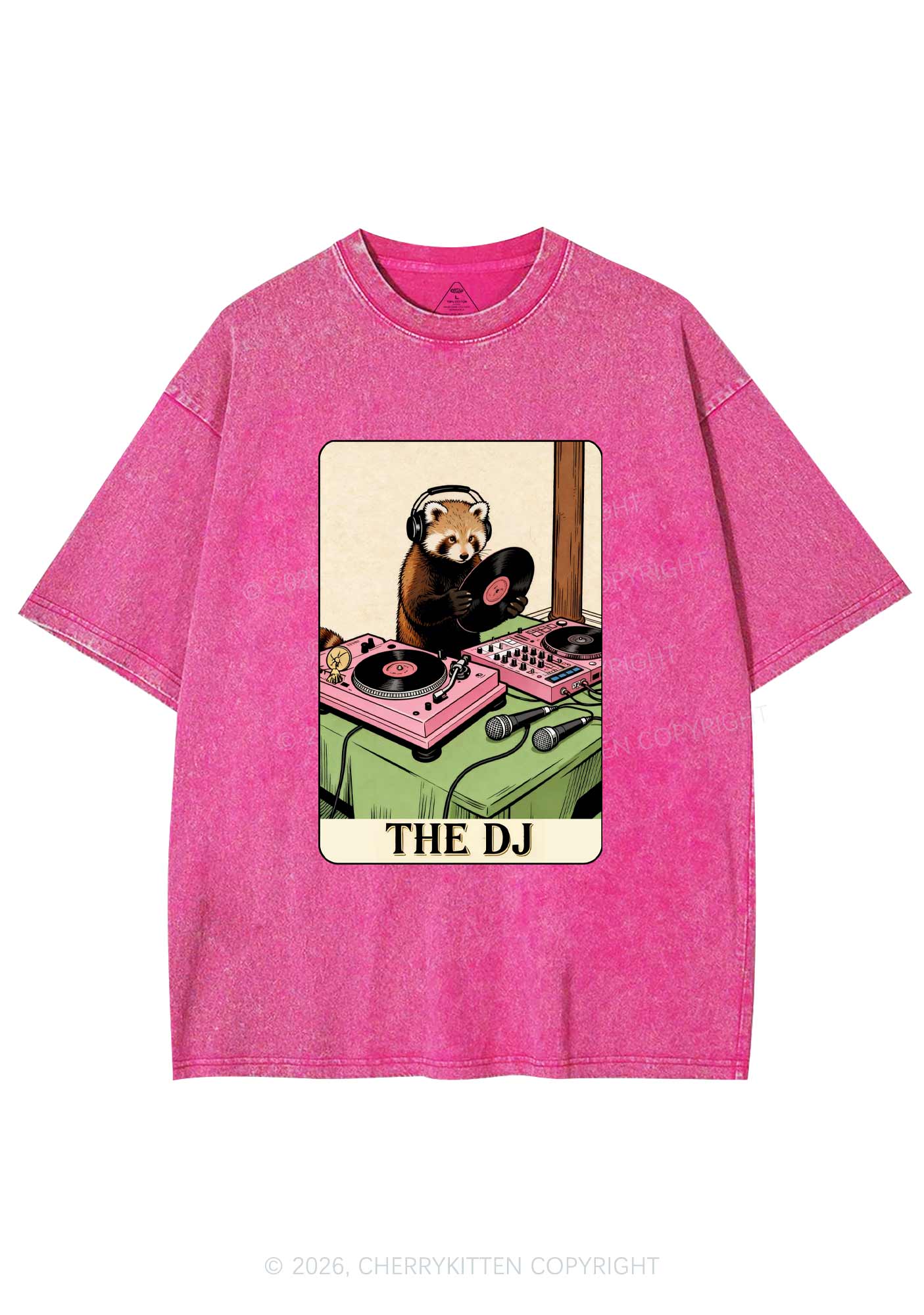 The DJ Raccoon Y2K Shirts Washed Tee Cherrykitten