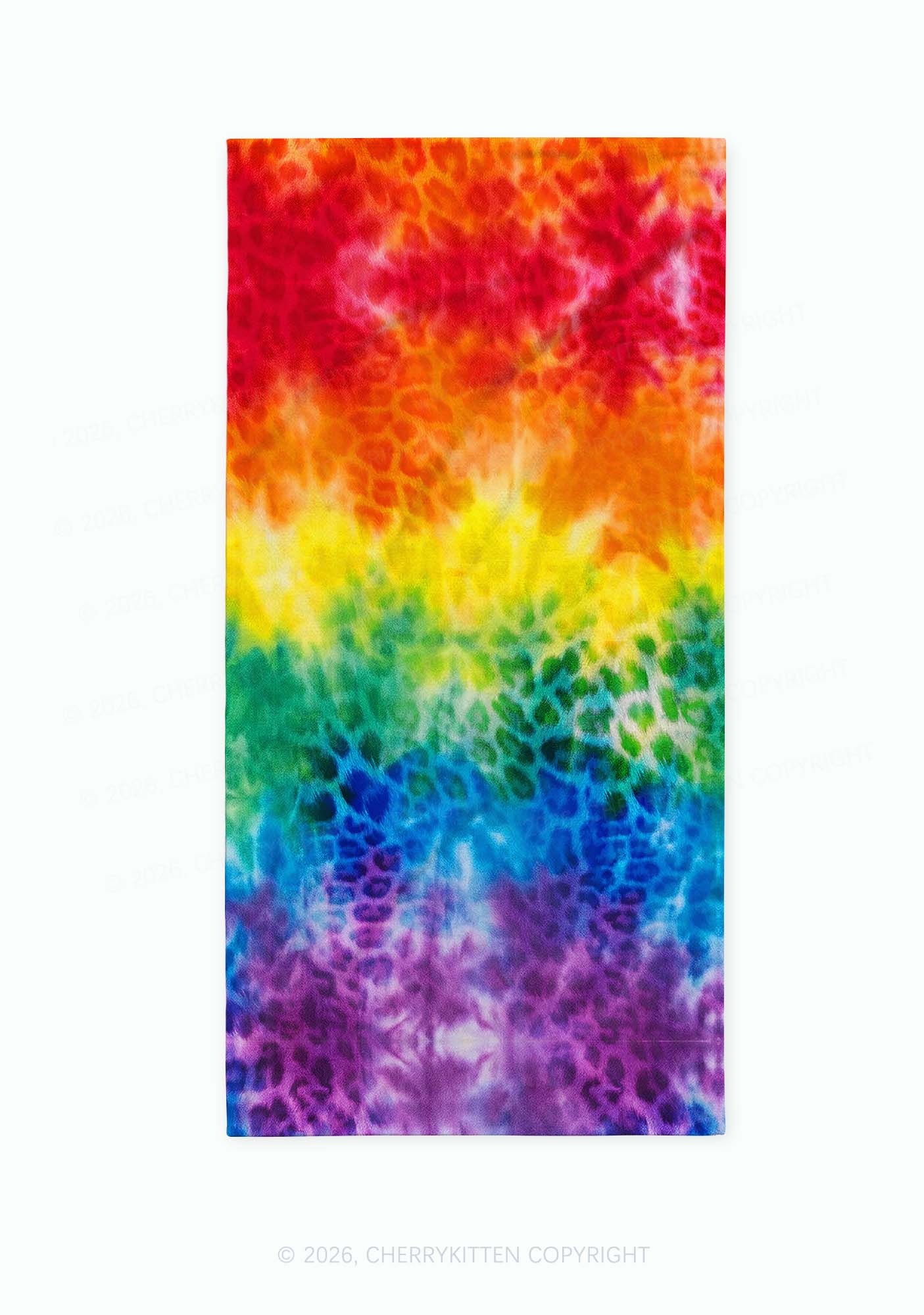 Rainbow Leopard Tie Dye Pride Y2K Beach Towel Cherrykitten