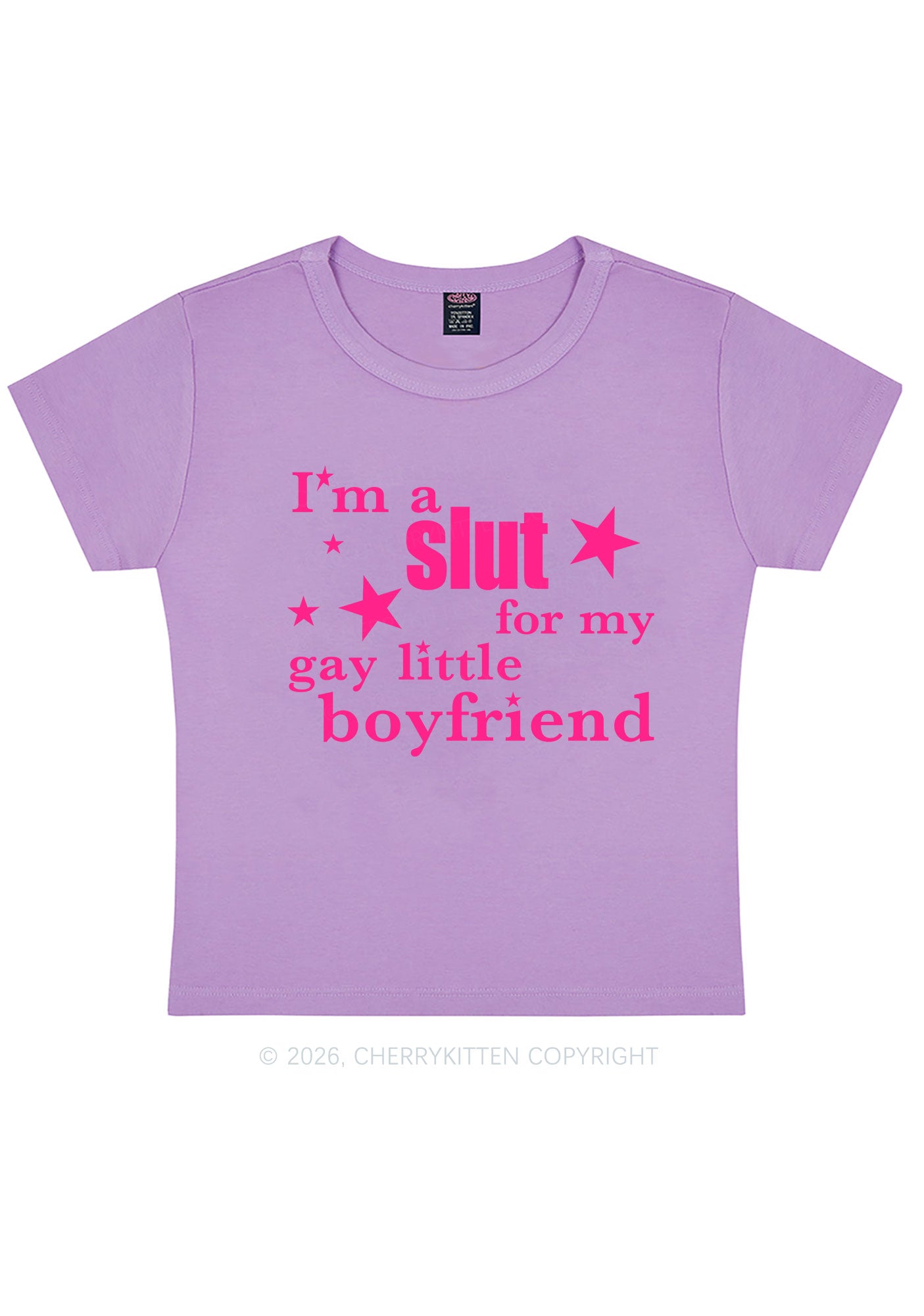 Slxt For My Gay Little BF Pride Y2K Baby Tee Cherrykitten