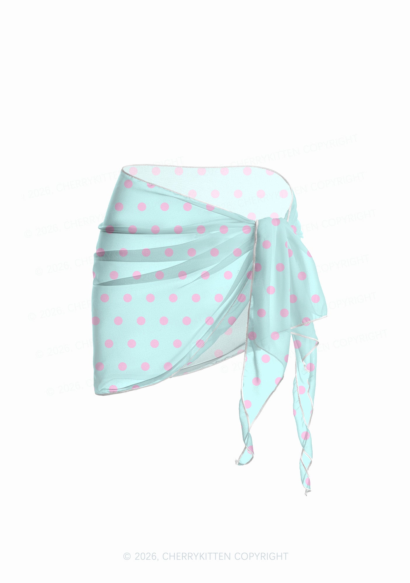 Mint Blue And Pink Dots Y2K Print Bikini Set Cherrykitten