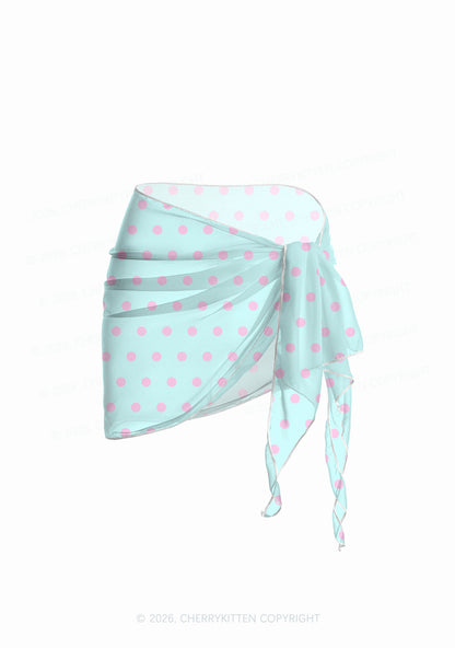 Mint Blue And Pink Dots Y2K Print Bikini Set Cherrykitten