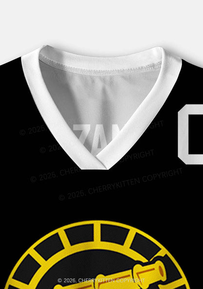 Black Gold HR Y2K Crop Sport Jersey Shirts Cherrykitten