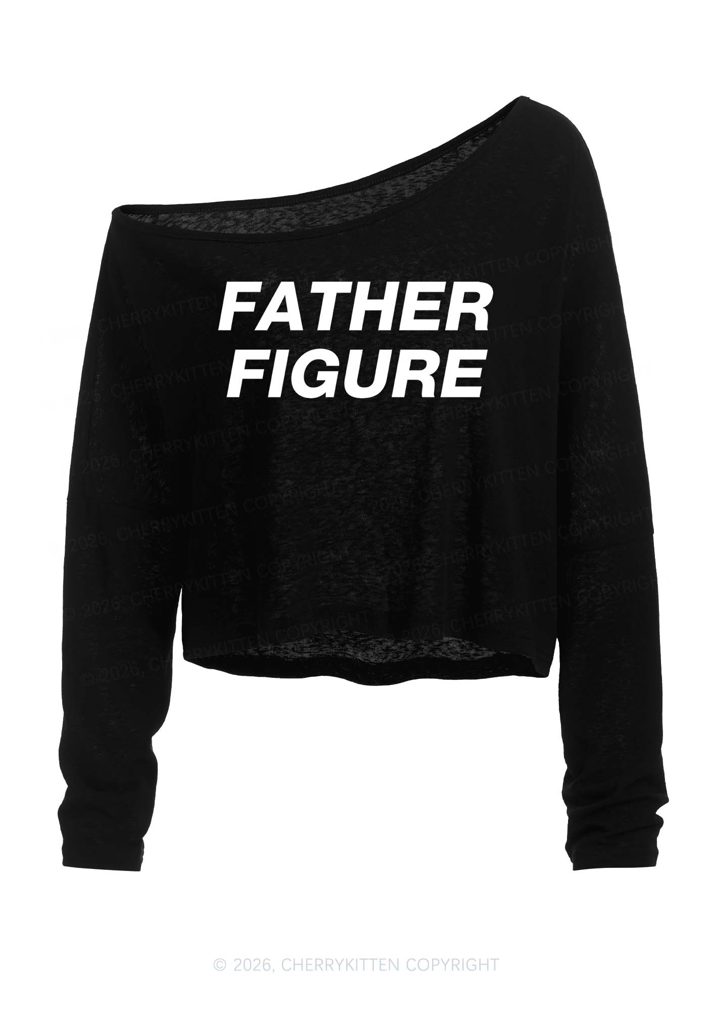 Father Figure Y2K Off Shoulder Long Sleeve Crop Top Cherrykitten