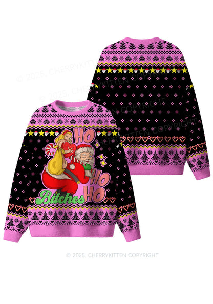 Ho Ho Ho Bxxches Y2K Christmas Knit Sweatshirt Cherrykitten