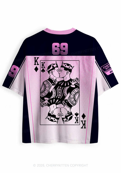 Pink Gradient Gay King Pride Y2K Sport Jersey Shirts Cherrykitten