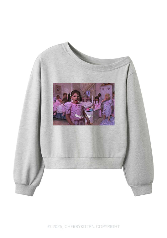 Boys Ugh Y2K Off Shoulder Sweatshirts Cherrykitten